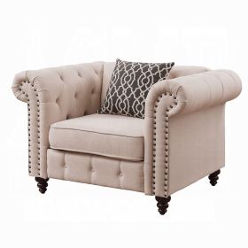 Beige Tufted Accent Chair with Pillow Beige Tufted Accent Chair with Pillow